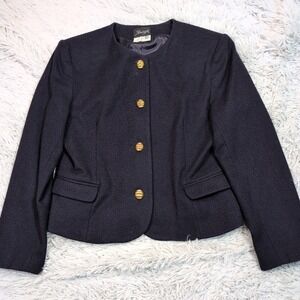 Vintage Radcliffe Jacket‎ Womens 12 Blue Wool Blazer Preppy Comfort Faux Pockets